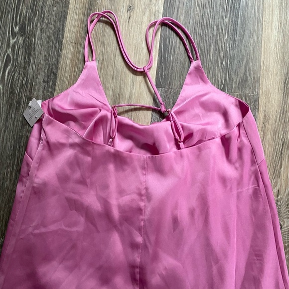 Auden Silky Pink Spaghetti Strap Slip Midi Dress Nightgown Size XS NWT - Picture 5 of 7